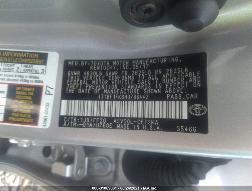 4T1BF1FK6HU786442