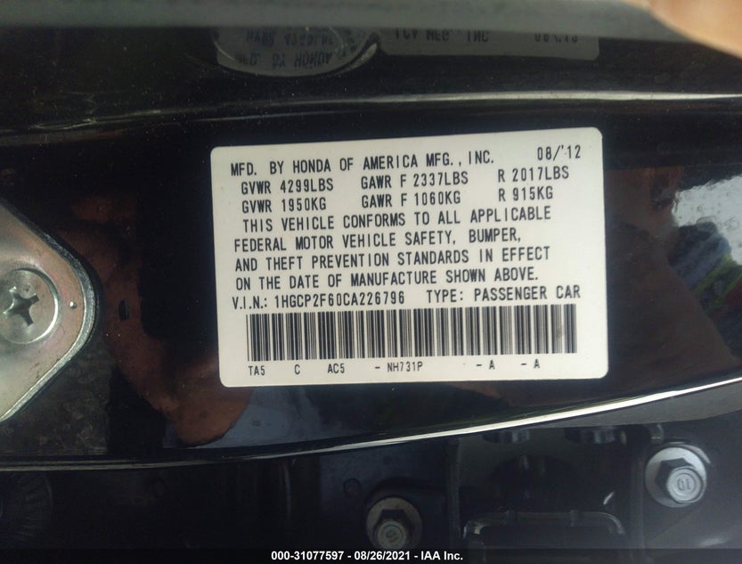 1HGCP2F60CA226796