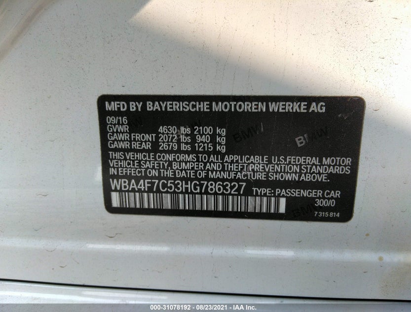 WBA4F7C53HG786327