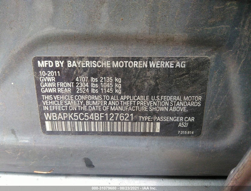WBAPK5C54BF127621