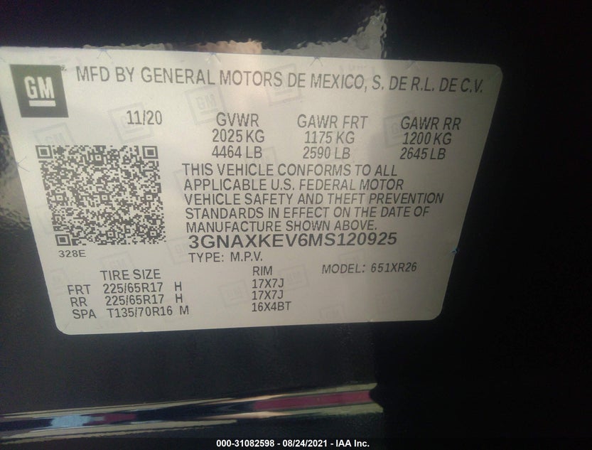 3GNAXKEV6MS120925