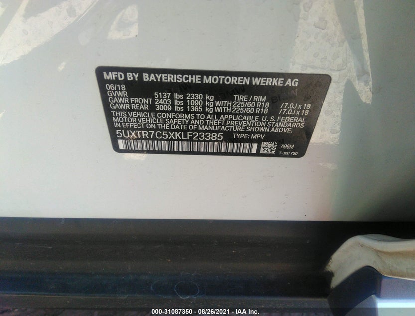 5UXTR7C5XKLF23385