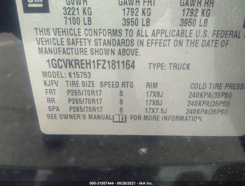 1GCVKREH1FZ181164