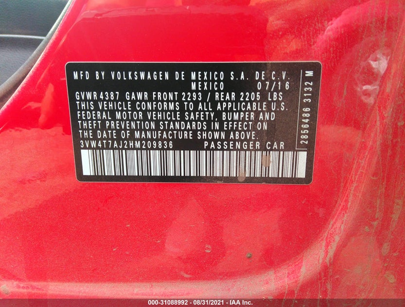 3VW4T7AJ2HM209836