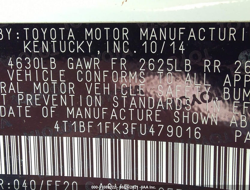 4T1BF1FK3FU479016