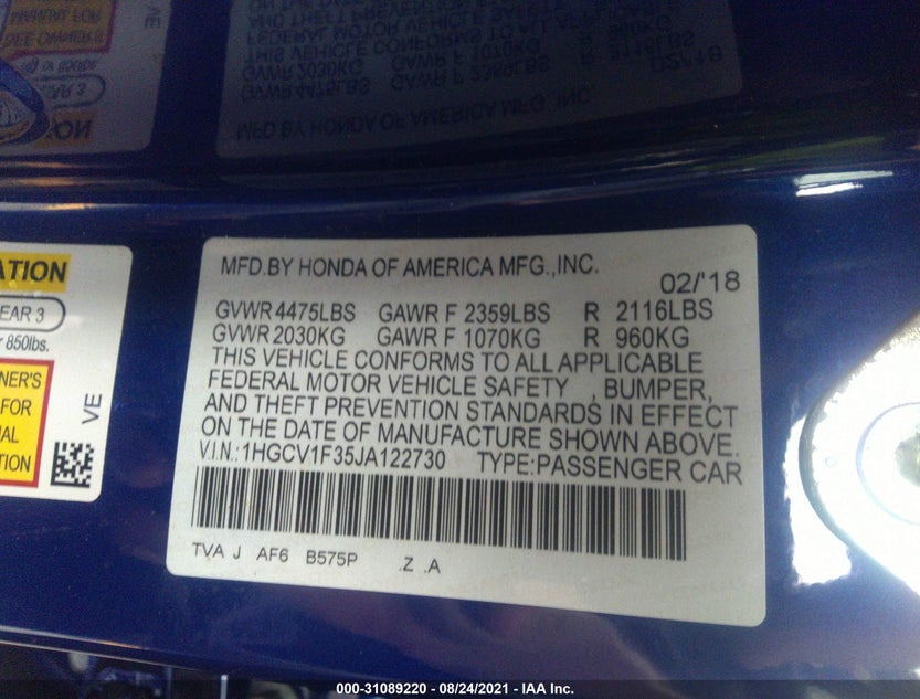 1HGCV1F35JA122730