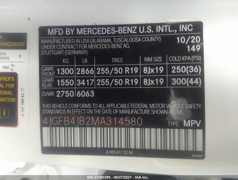 4JGFB4JB2MA314580