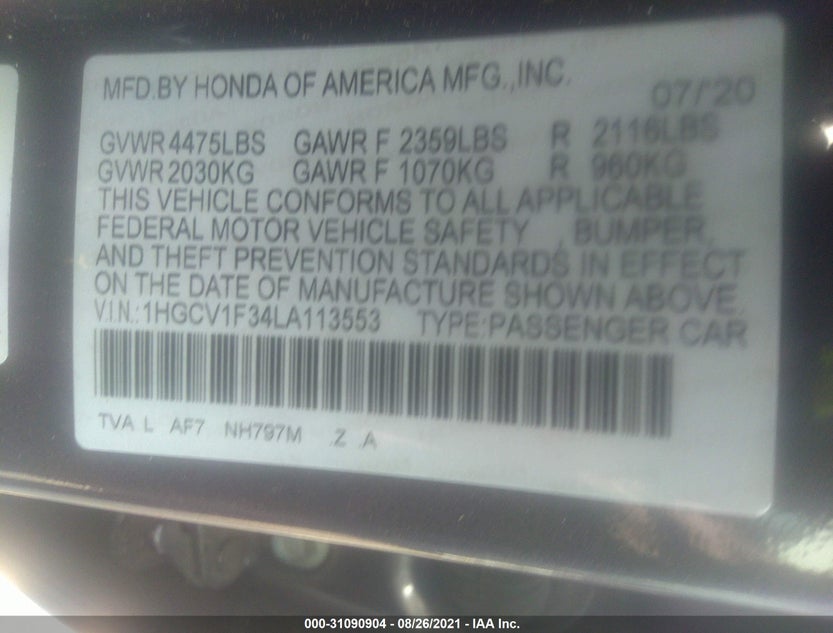 1HGCV1F34LA113553