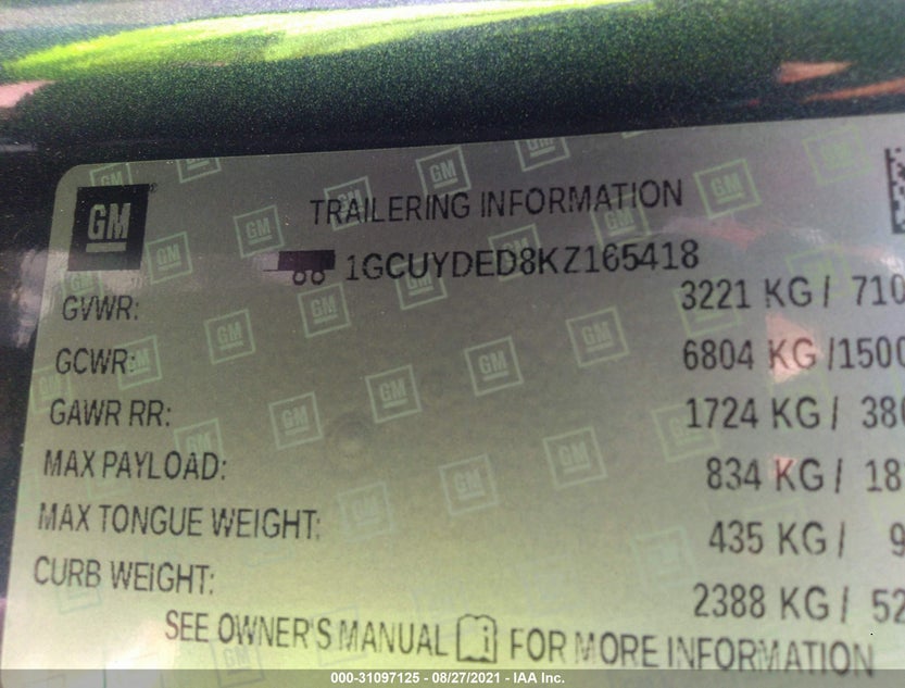 1GCUYDED8KZ165418