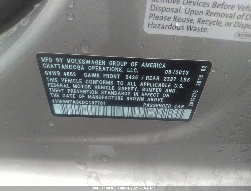 1VWBN7A30DC137761