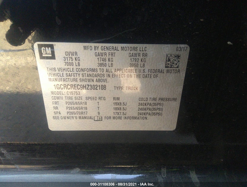 1GCRCREC9HZ302108