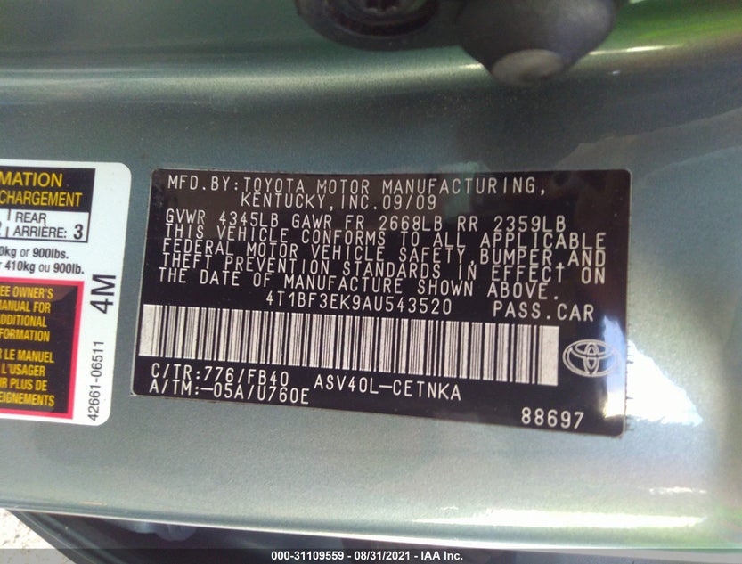 4T1BF3EK9AU543520