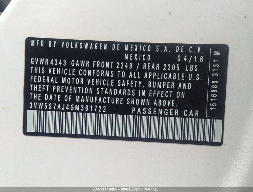 3VW5S7AJ4GM361722