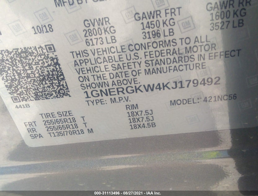 1GNERGKW4KJ179492