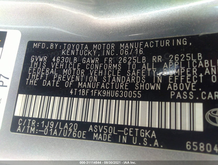 4T1BF1FK9HU630055