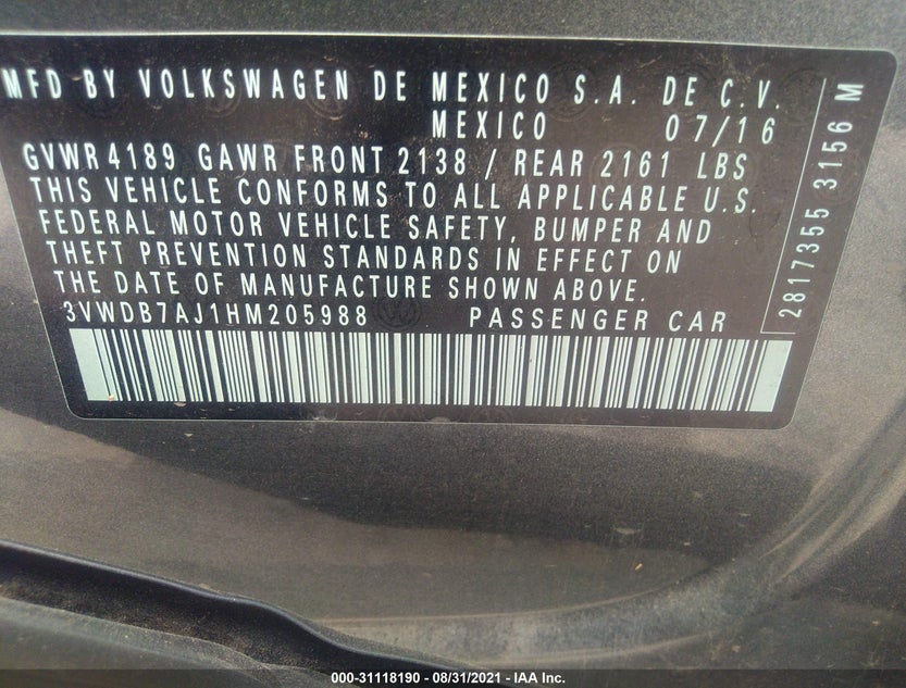 3VWDB7AJ1HM205988