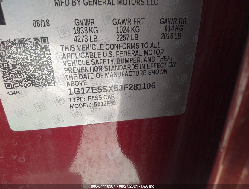 1G1ZE5SX5JF281106