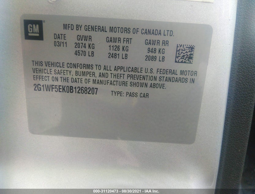 2G1WF5EK0B1268207