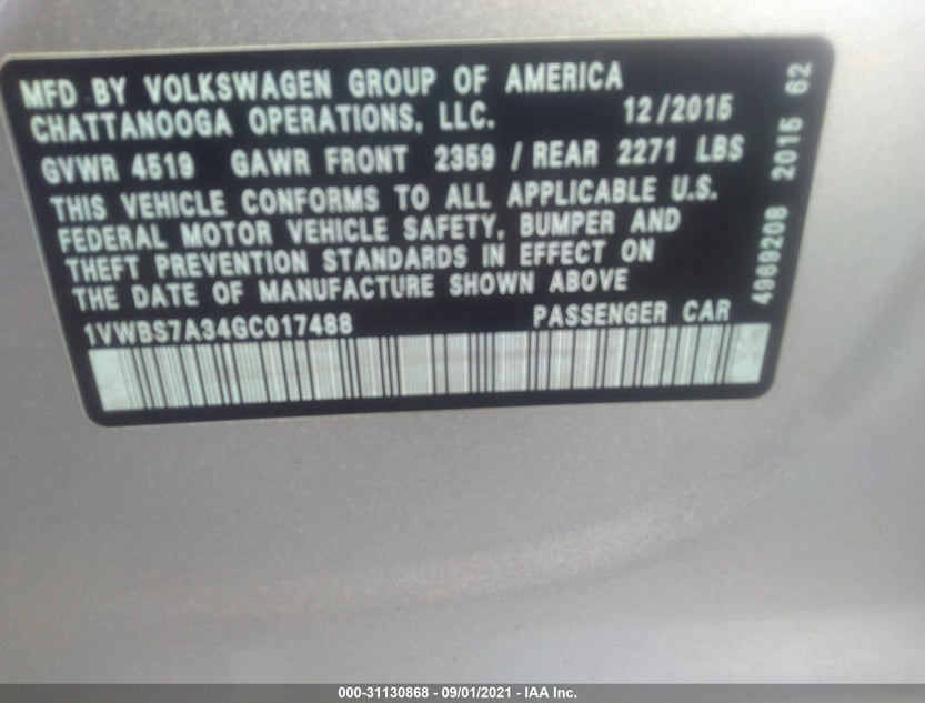 1VWBS7A34GC017488
