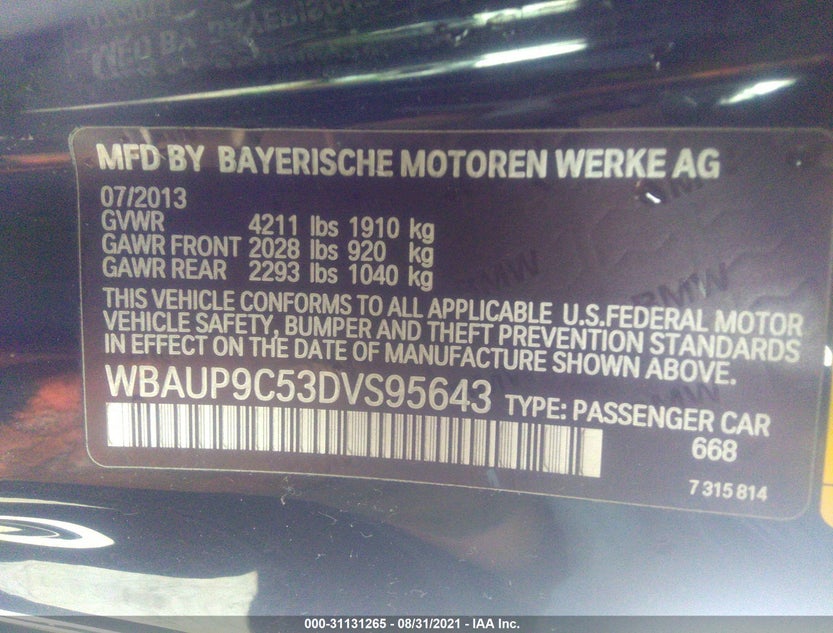 WBAUP9C53DVS95643