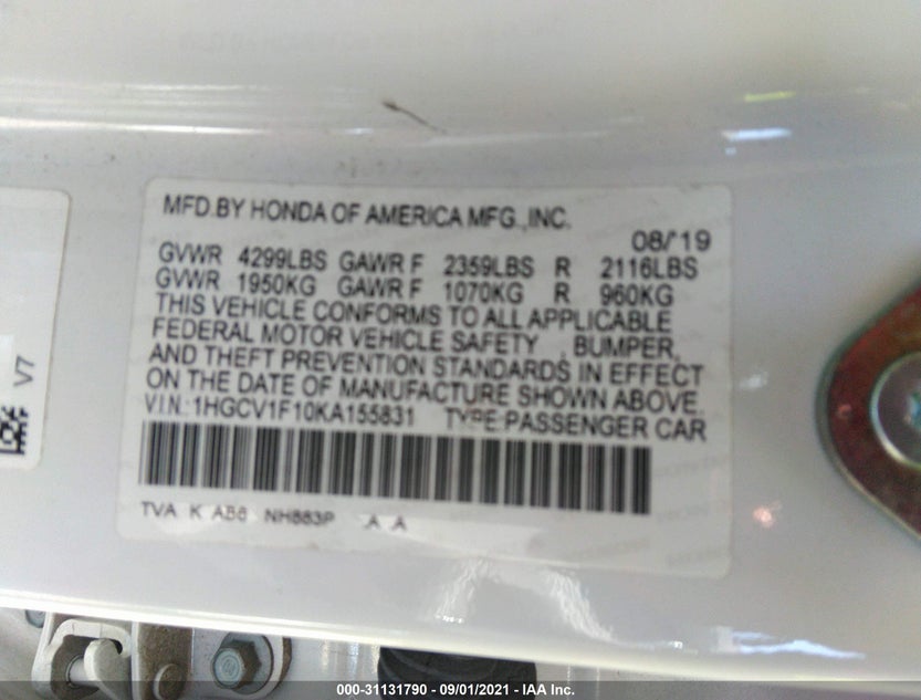 1HGCV1F10KA155831