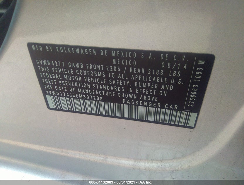3VWD17AJ3EM307209