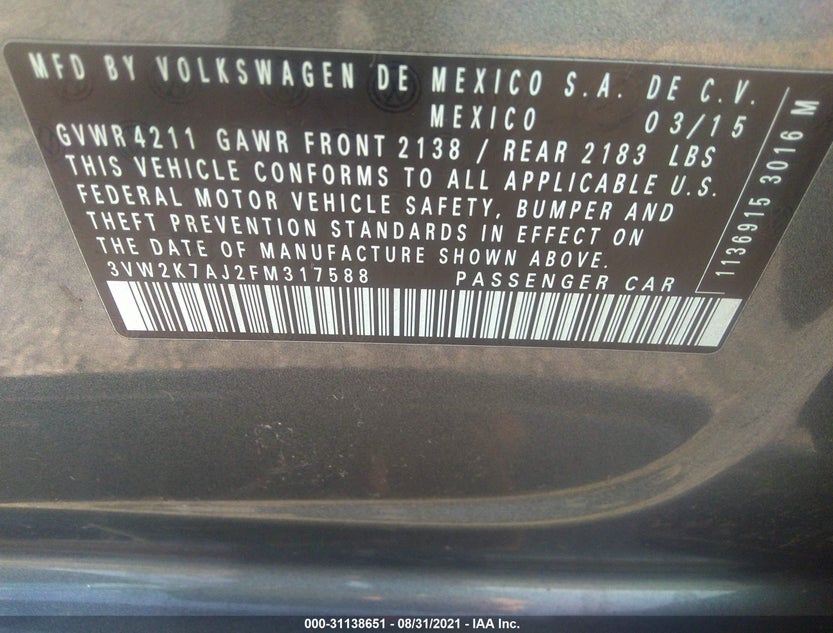 3VW2K7AJ2FM317588