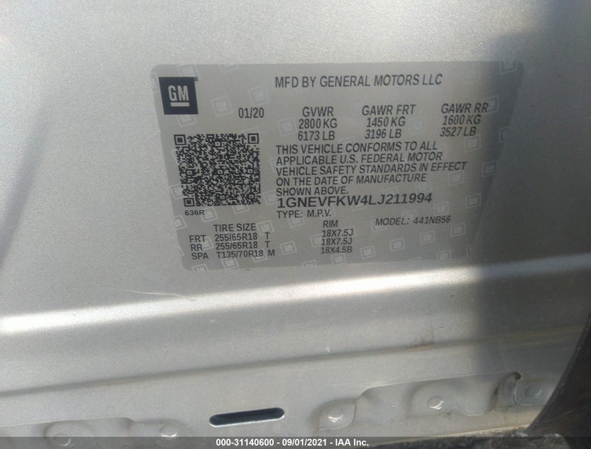 1GNEVFKW4LJ211994