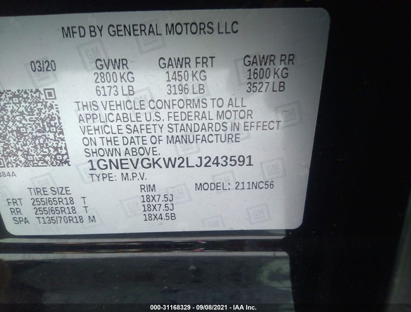 1GNEVGKW2LJ243591