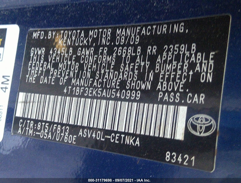 4T1BF3EK5AU540999
