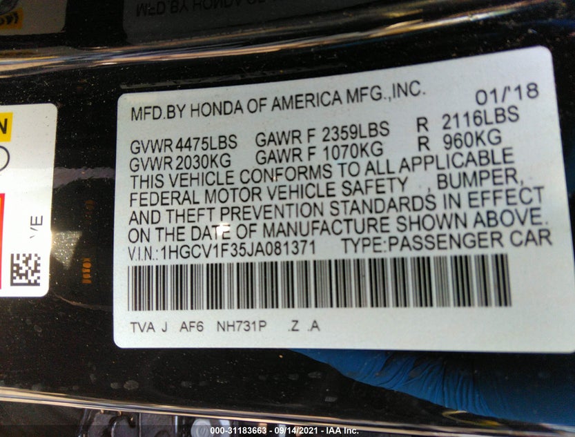 1HGCV1F35JA081371