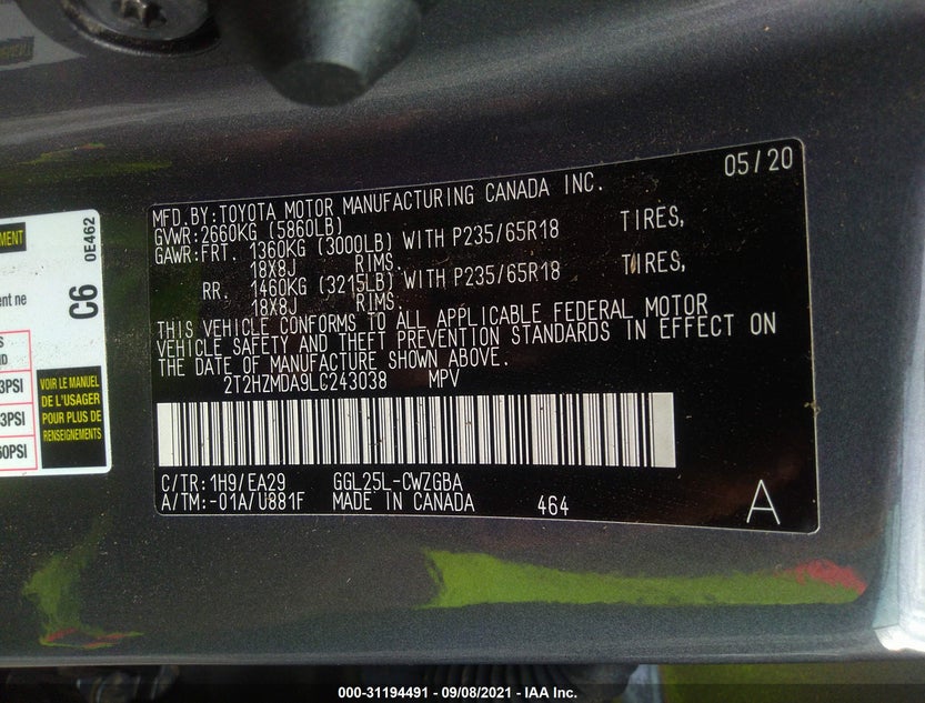2T2HZMDA9LC243038