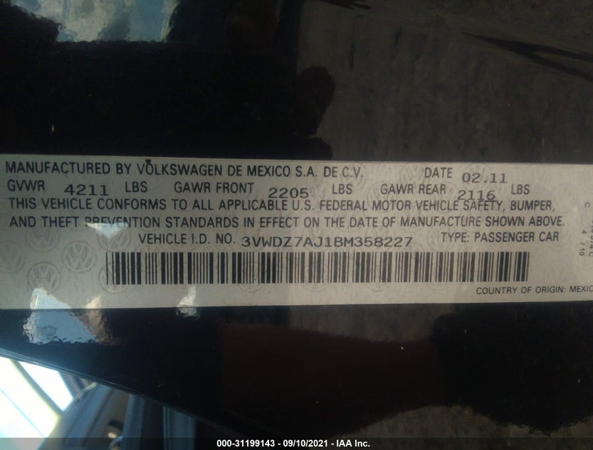 3VWDZ7AJ1BM358227