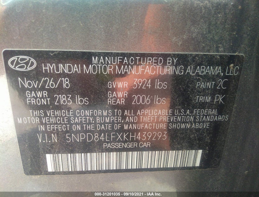 5NPD84LFXKH439293