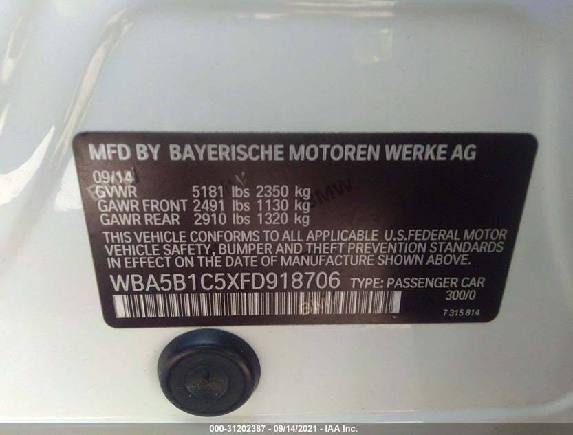 WBA5B1C5XFD918706