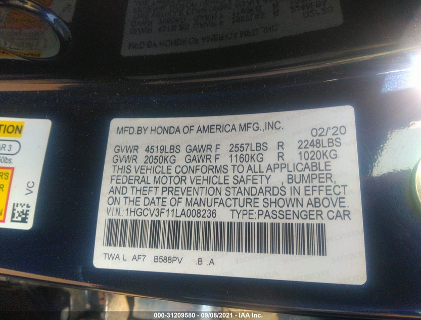 1HGCV3F11LA008236