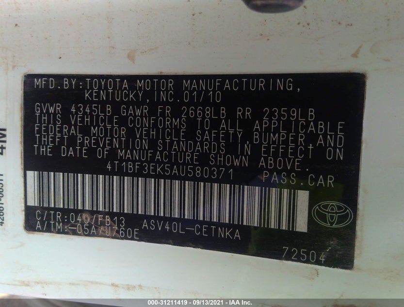 4T1BF3EK5AU580371