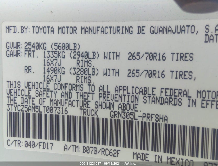 3TYCZ5AN5LT007316