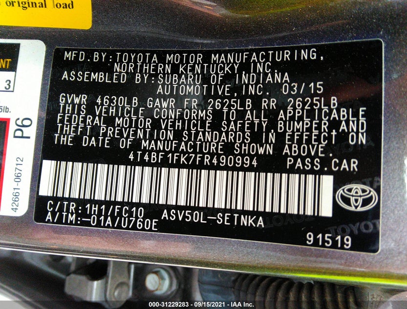 4T4BF1FK7FR490994