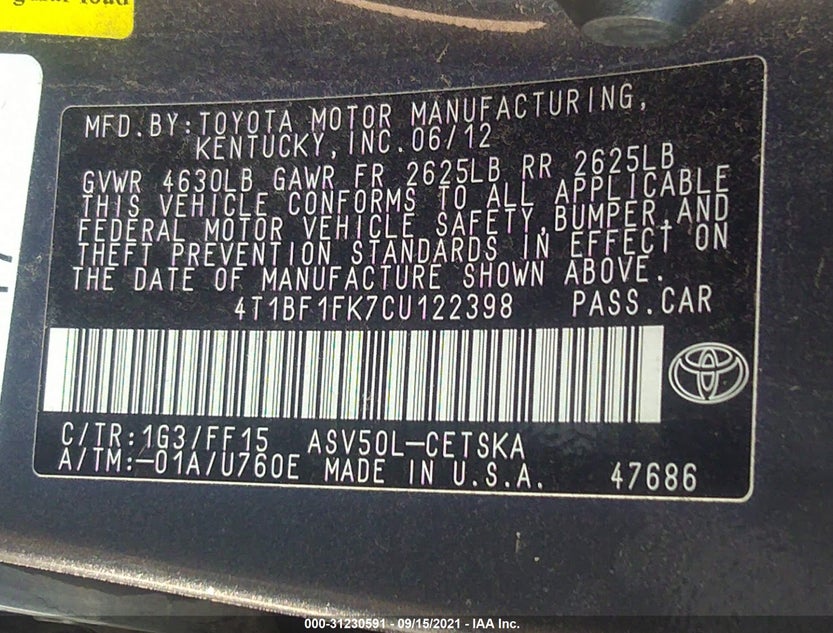 4T1BF1FK7CU122398