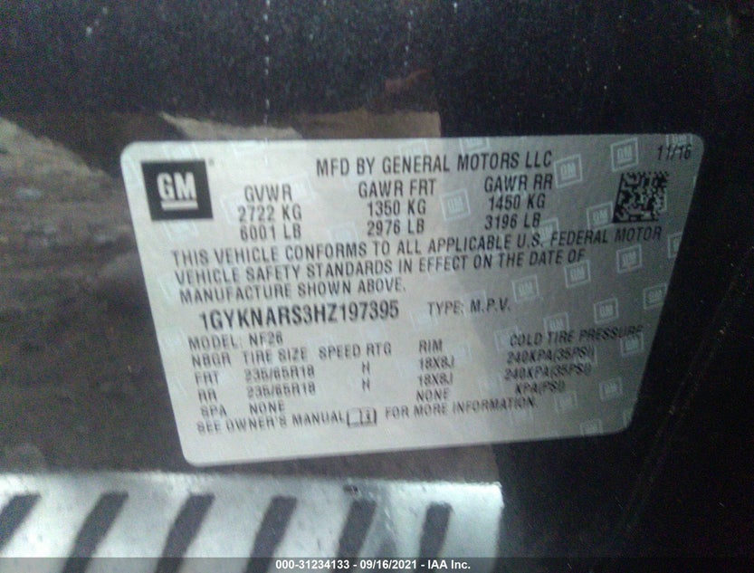 1GYKNARS3HZ197395