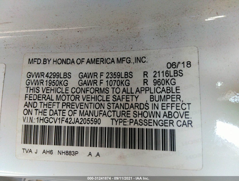 1HGCV1F42JA205590