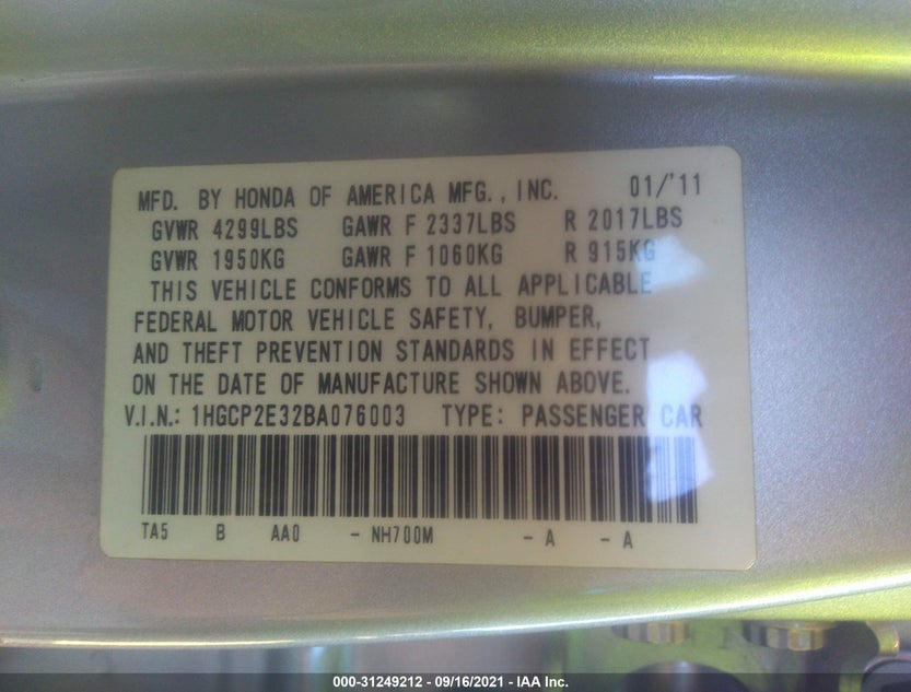 1HGCP2E32BA076003