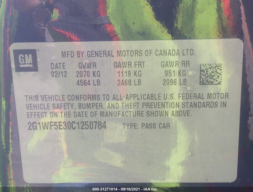 2G1WF5E30C1250784