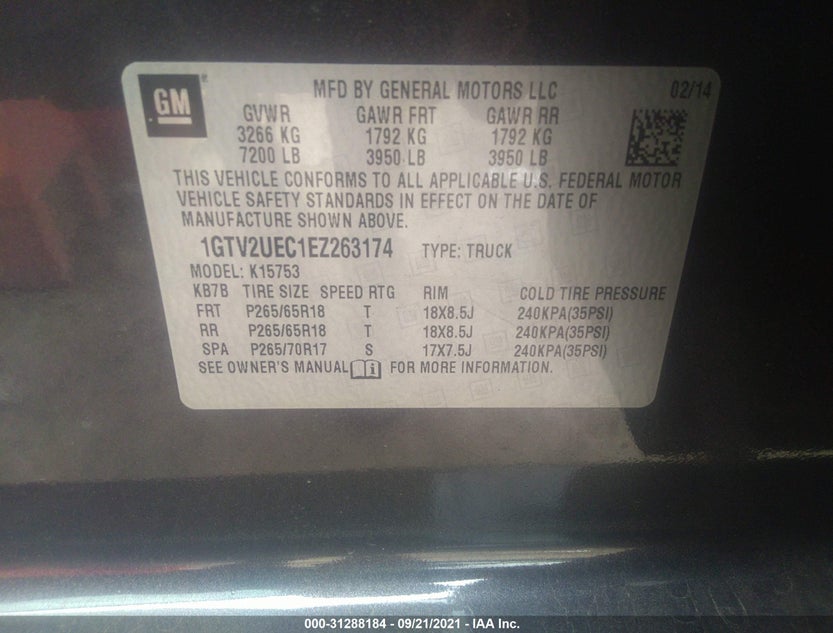 1GTV2UEC1EZ263174