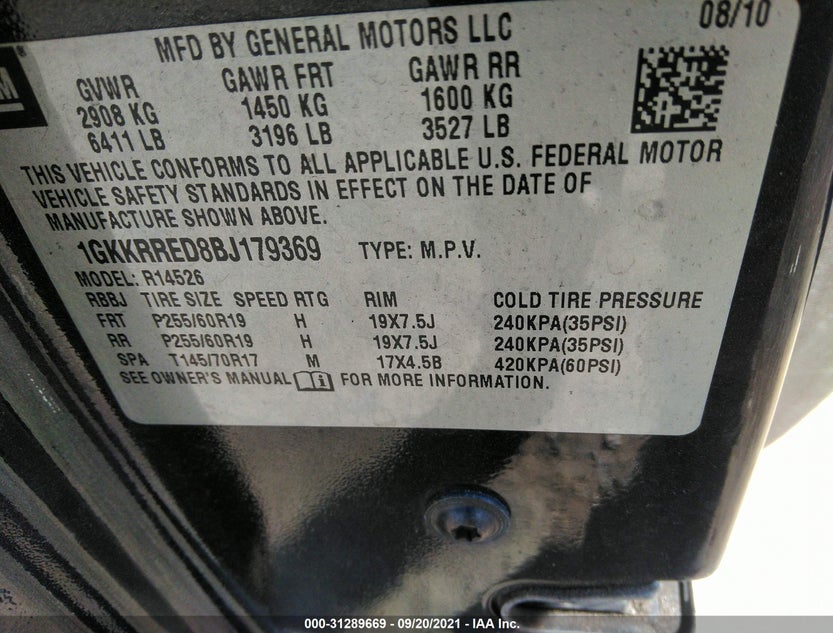 1GKKRRED8BJ179369
