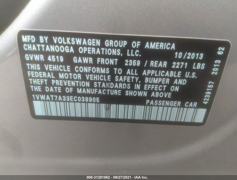 1VWAT7A33EC038905