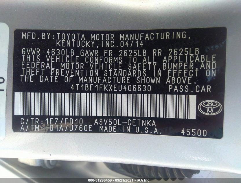 4T1BF1FKXEU406630