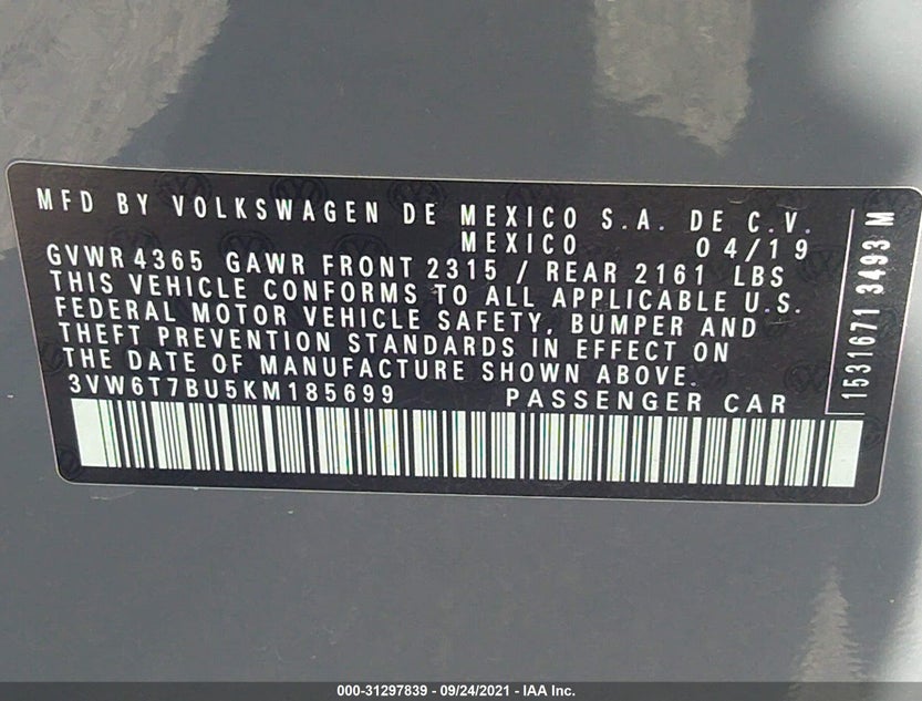 3VW6T7BU5KM185699