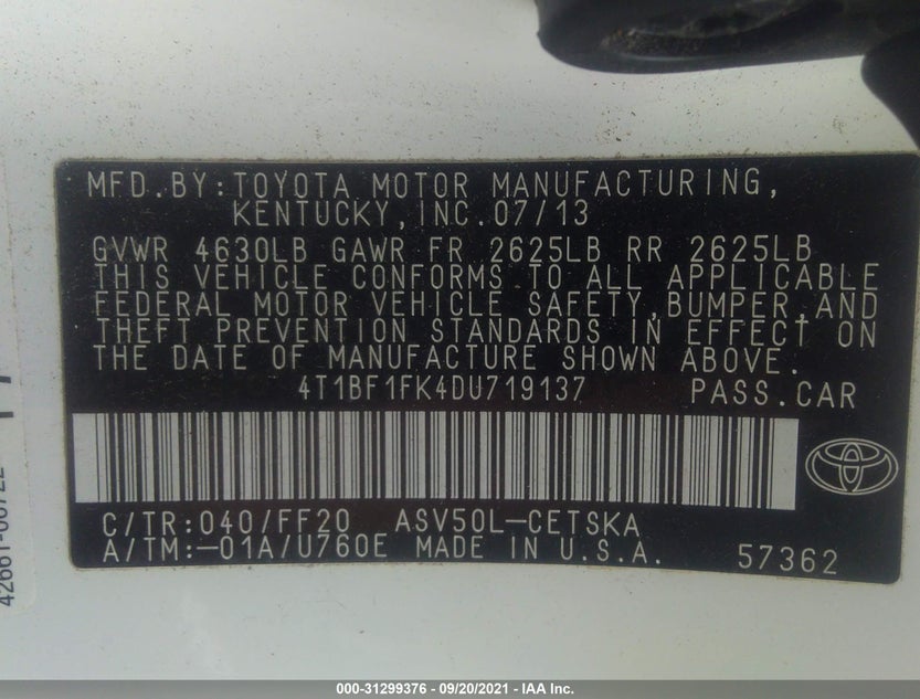 4T1BF1FK4DU719137